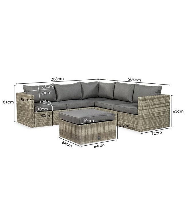 Hoek loungeset 'Safari' 3-delig