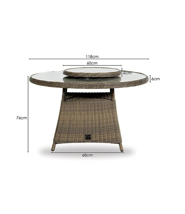 Bordeaux Dining tuintafel met draaitop 120cm