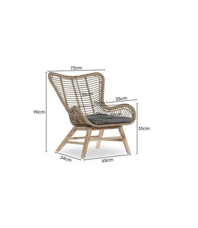 Rosas Loungechair inclusief zitkussen en voetbankje