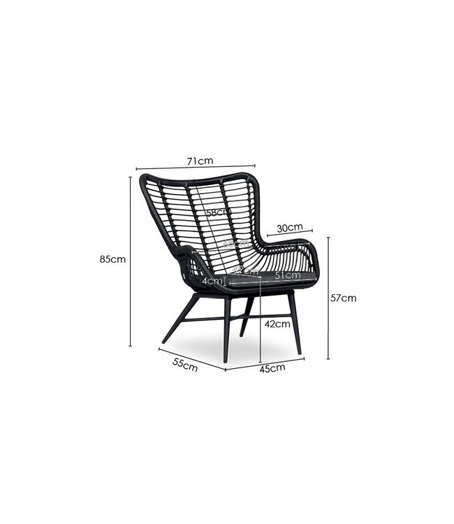 'Butterfly' Loungestoel inclusief zitkussen