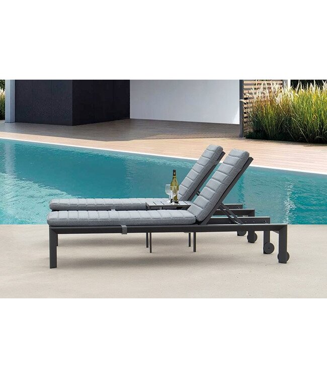 Ligbed 'Altona' met wiel Verstelbaar Antraciet