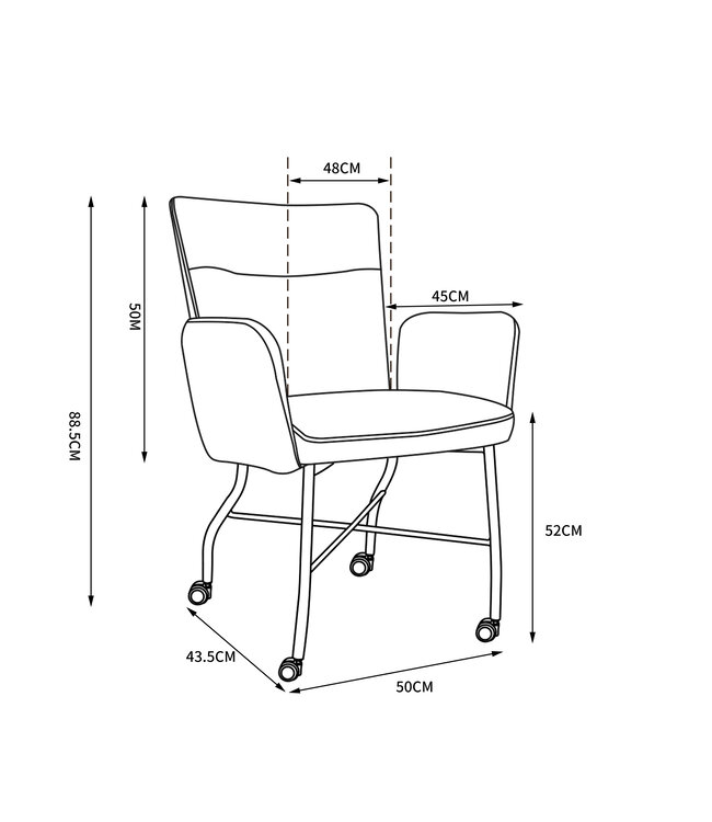 Divani Armstoel op wieltjes