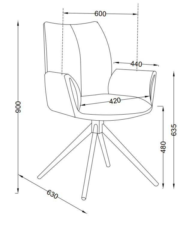 Draaistoel Fiona met armleuning