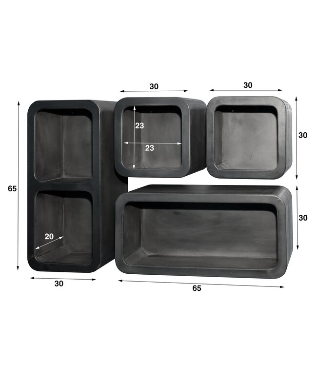 Vulcano wandrekken set van 4 in antraciet