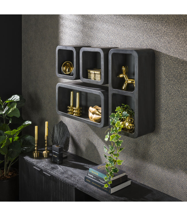 Vulcano wandrekken set van 4 in antraciet