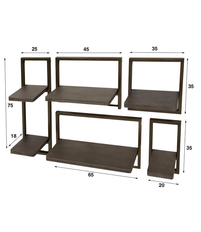Hierro wandschap set van 5