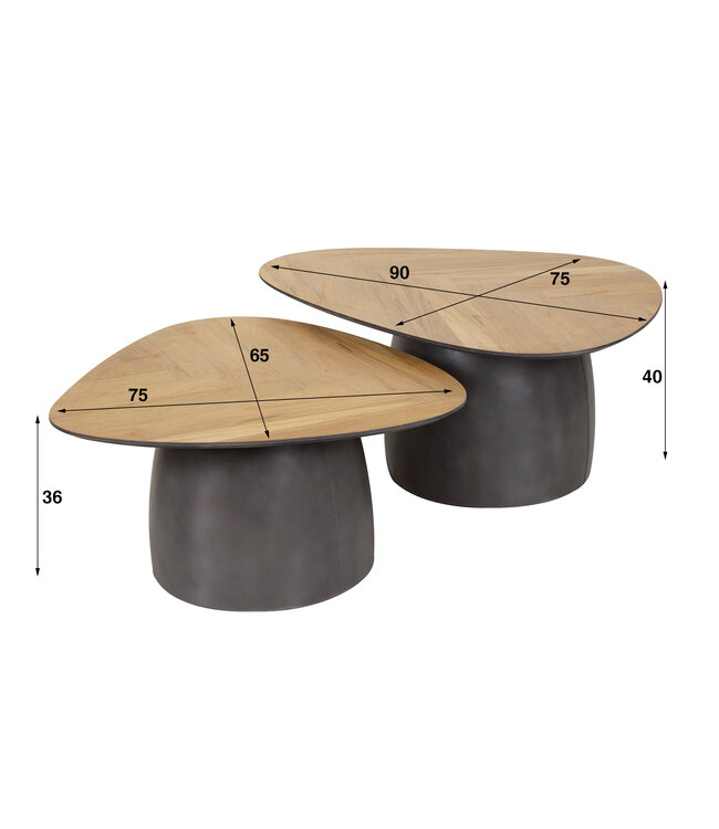 Herringbone salontafel set van 2