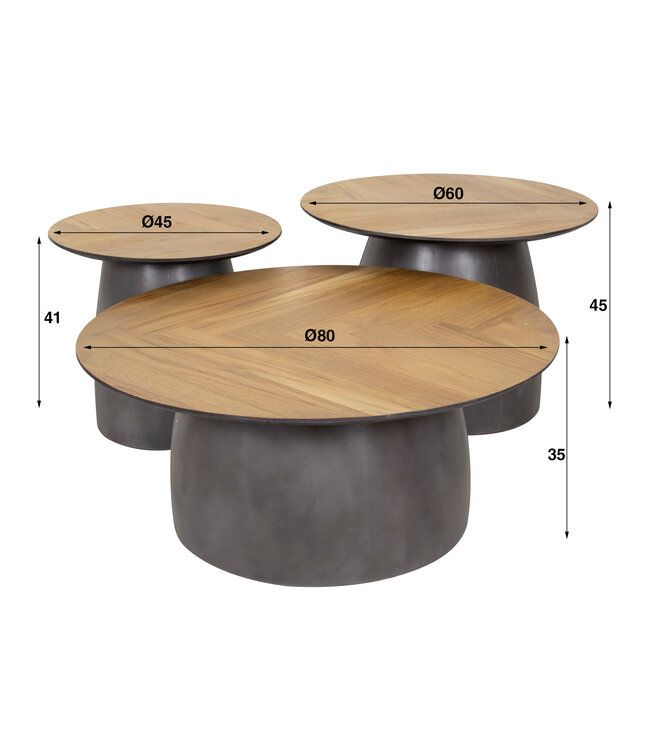 Herringbone salontafel set van 3