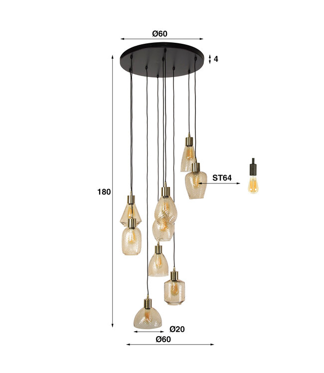 Lover hanglamp 9 lichten