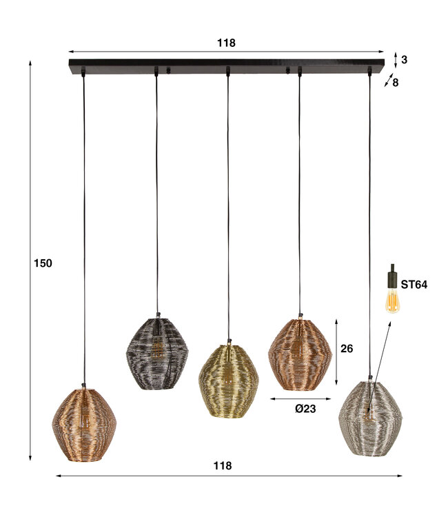 Alloy hanglamp 5L