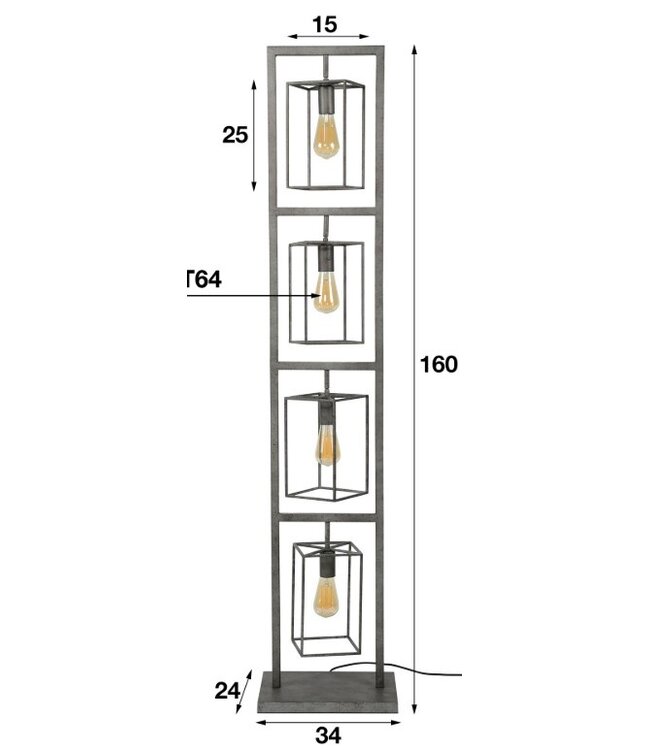 Tampa Vloerlamp 4 lampen