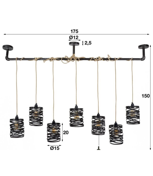 Medina Hanglamp 7 lampen
