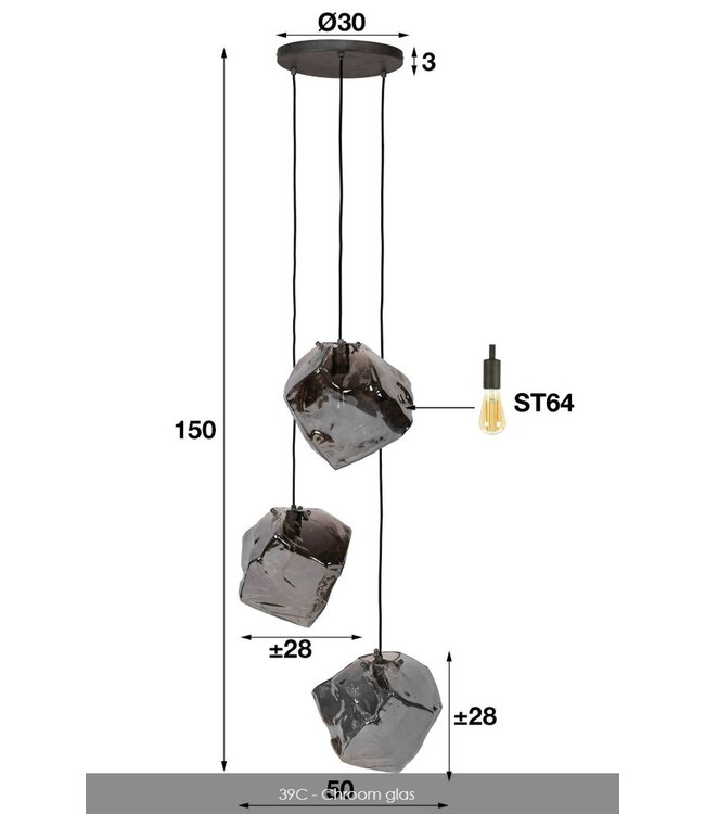 Xena hanglamp 3 lichten