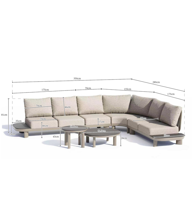 Aspen Hoek loungeset - Antraciet