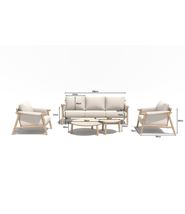 Bellano Stoel-bank loungeset  5-delig