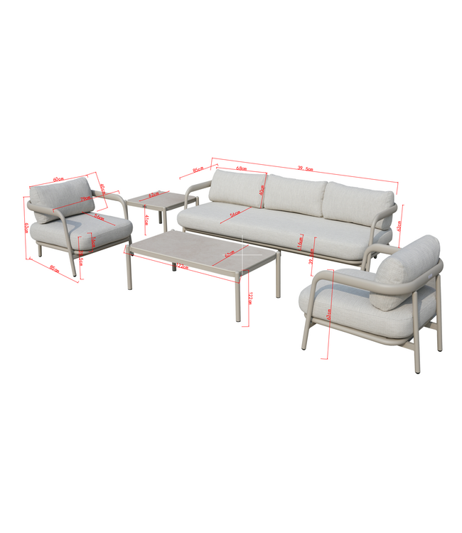 Bomero Stoel-bank Loungeset 5-delig