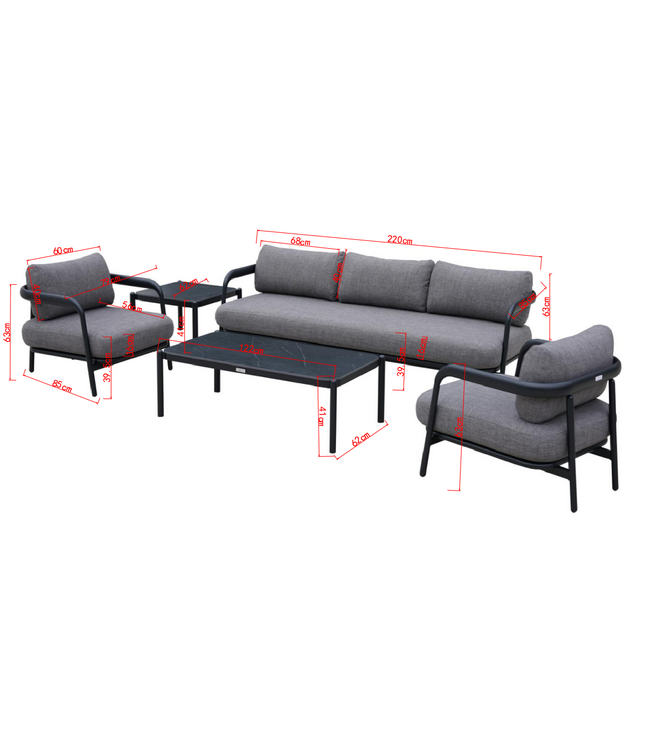 Bomero Stoel-bank Loungeset 5-delig