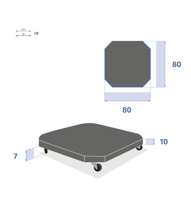 Granieten Parasolvoet op wielen 90kg voor hangparasols