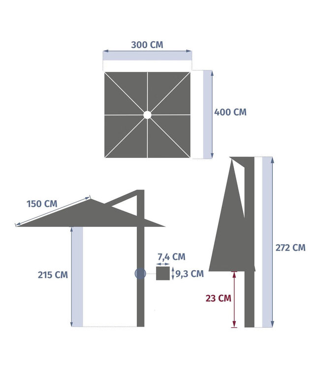 Siesta hangparasol de luxe XXL