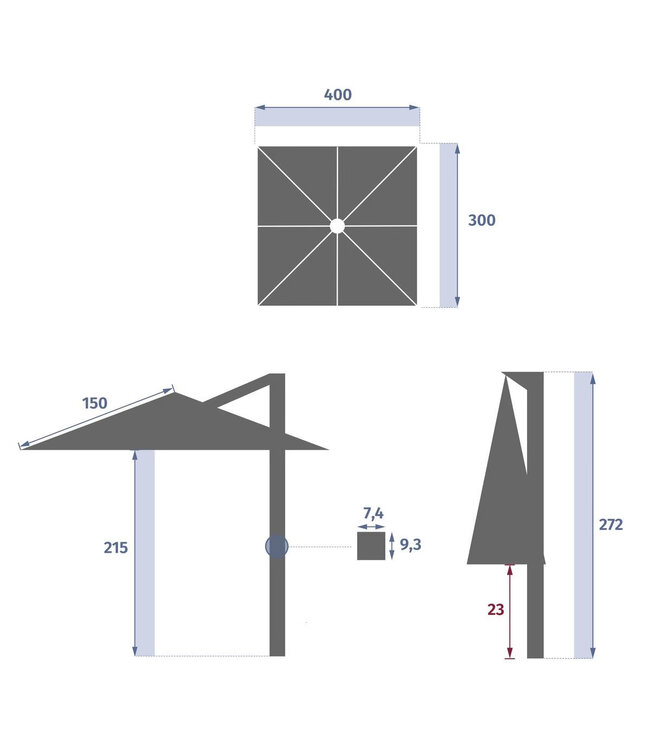 Premium Hangparasol De Luxe XL