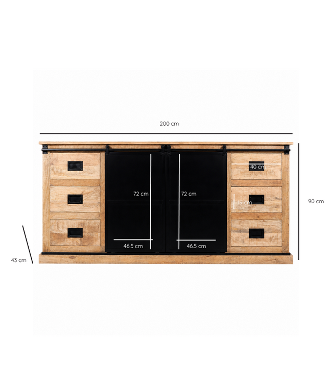 Iguazu Dressoir groot 6 lades 2 deuren
