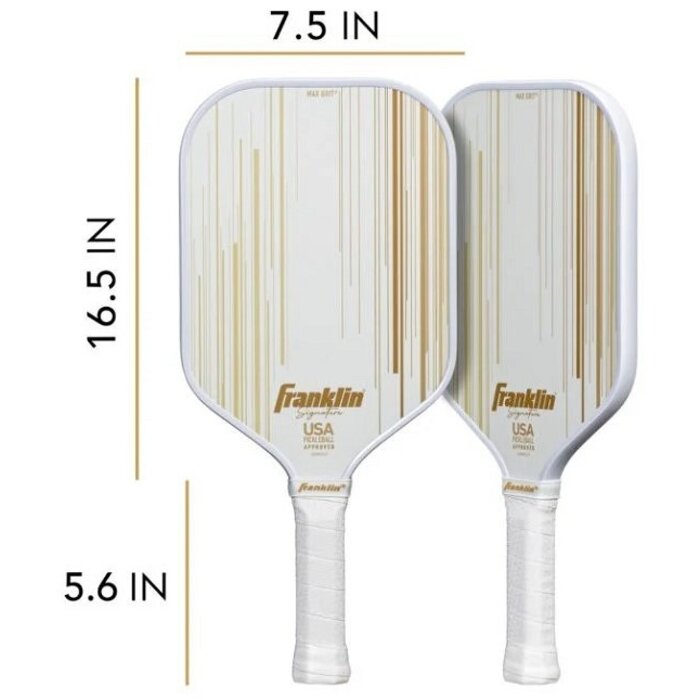 Franklin, nu verkrijgbaar bij Padelshop Vibora!! Pickleball Paddle Sign 13mm White Gold