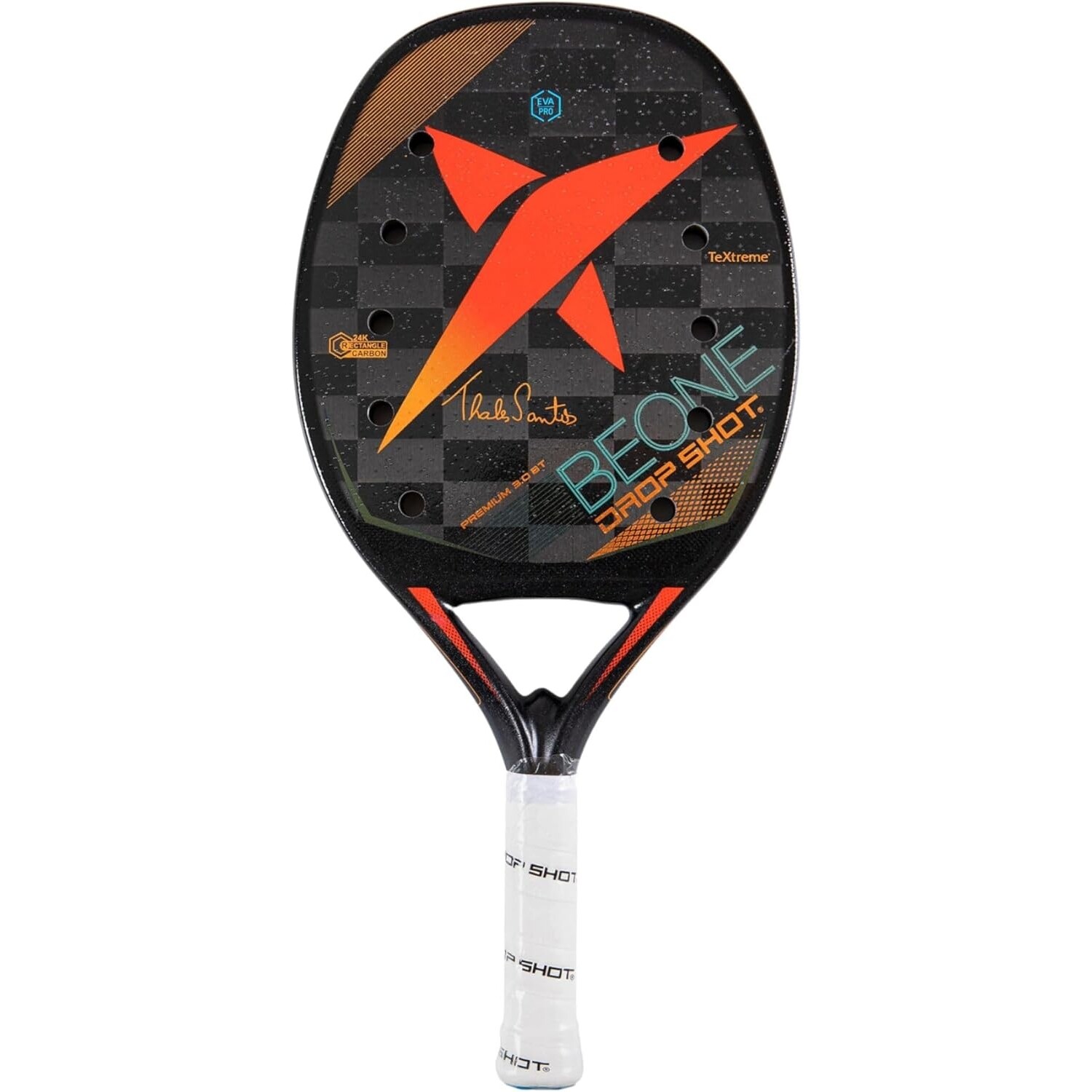Drop Shot Raquette Beach Tennis Premium 3.0 2023 – Carbone 24 K, Poids 330 G, Longueur 50 Cm, Épaisseur 22 Mm – Finition Rugueuse, Housse Incluse