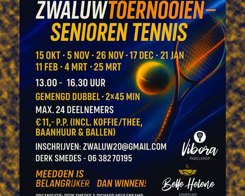 Gezelligheid troef bij de Zwaluwtoernooien in de Tennishal Winschoten