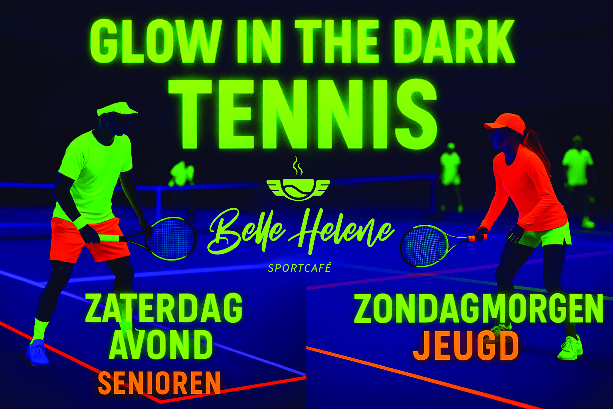 Glow in the Dark Tennis Winschoten – Senioren & Jeugd Event | Belle Helene & RA Sound & Lighting