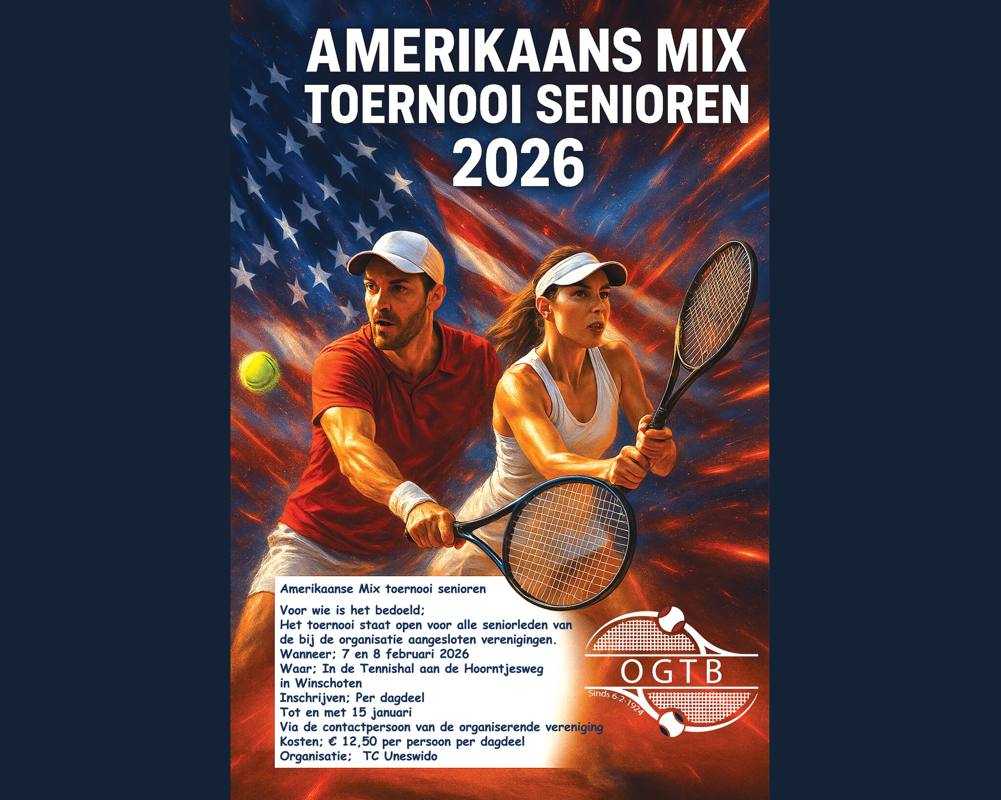 Senioren Amerikaans Mixtoernooi 2026 – Wintertennistoernooi in Winschoten