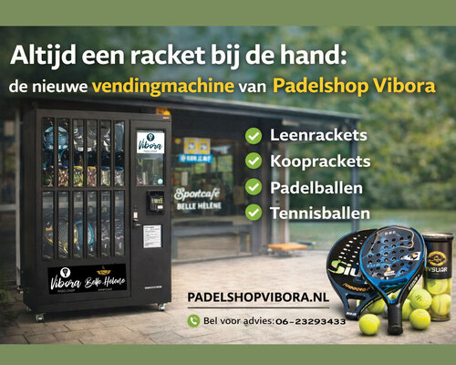 Altijd een racket bij de hand: de nieuwe vendingmachine van Padelshop Vibora