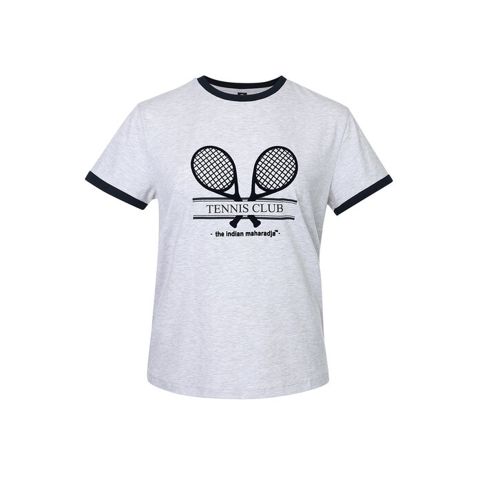 Indian Maharadja Women Racket Tee Light Grey Melange Dames Shirt