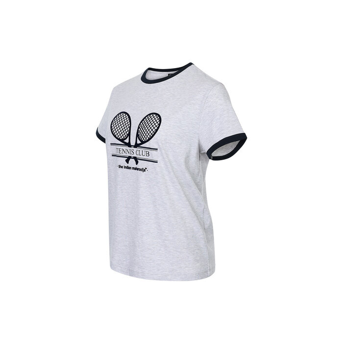 Indian Maharadja Women Racket Tee Light Grey Melange Dames Shirt