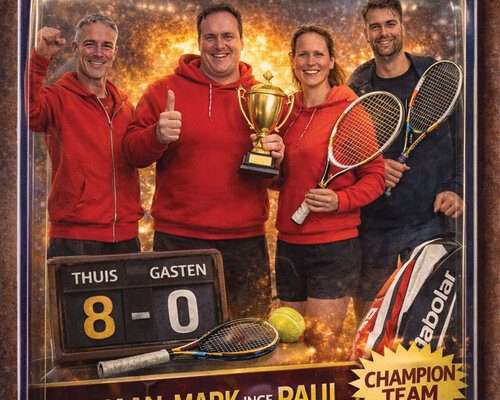 Bedrijvencompetitie Tennishal Winschoten: Sportcafé Belle Helene kampioen