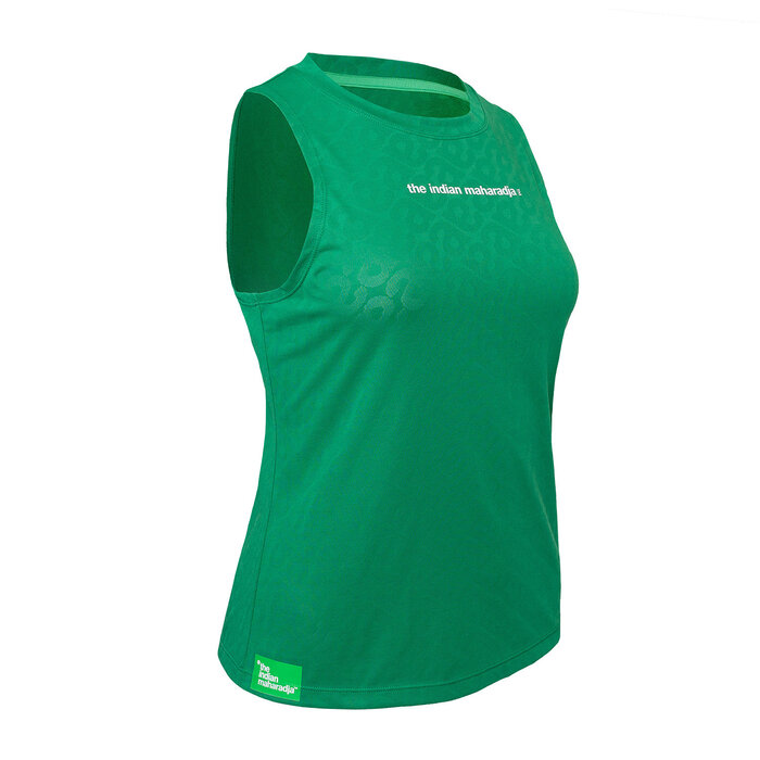 Indian Maharadja Woman Sleeveless Jacquard Top Lush Green Dames