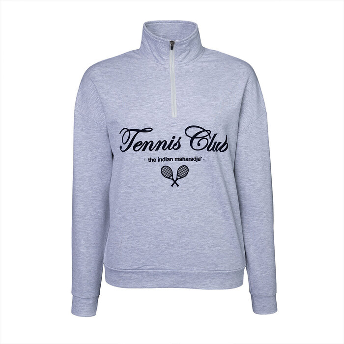 The Indian Maharadja Woman Half Zip Sweater Light Grey Melange