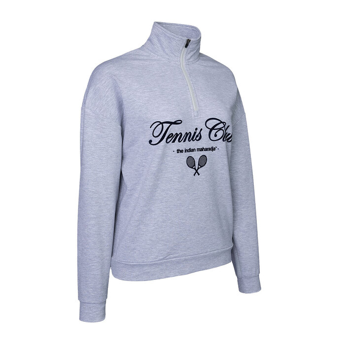 The Indian Maharadja Woman Half Zip Sweater Light Grey Melange