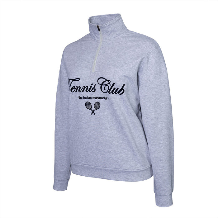 The Indian Maharadja Woman Half Zip Sweater Light Grey Melange