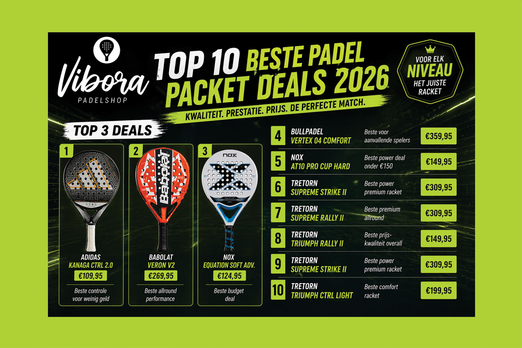 Beste padel racket deals 2026 | Top 10 Vibora Winschoten