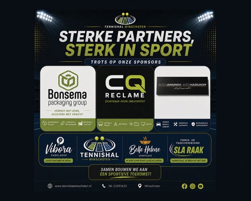 Nieuwe sponsors Tennishal Winschoten: Bonsema Packaging, CQ Reclame & Auto Jansingh (deel 3)