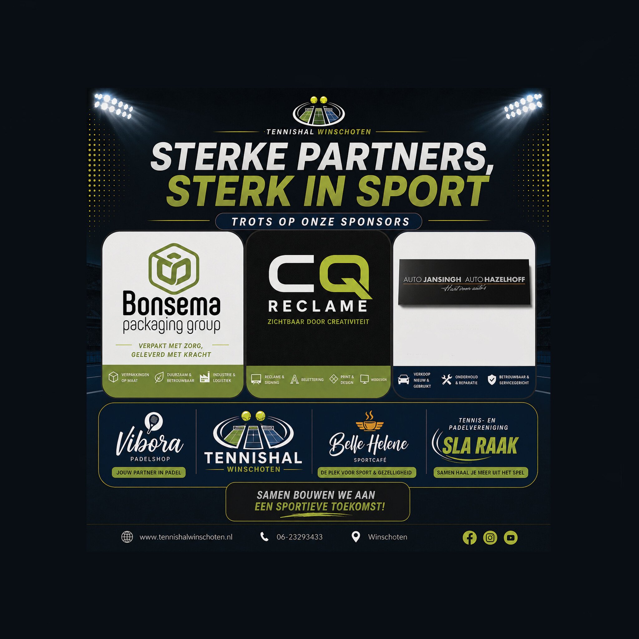 Nieuwe sponsors Tennishal Winschoten: Bonsema Packaging, CQ Reclame & Auto Jansingh (deel 3)