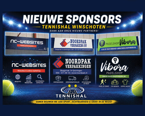Nieuwe sponsors Tennishal Winschoten: NC Websites, Noordpak Verpakkingen en Padelshop Vibora(deel 6)