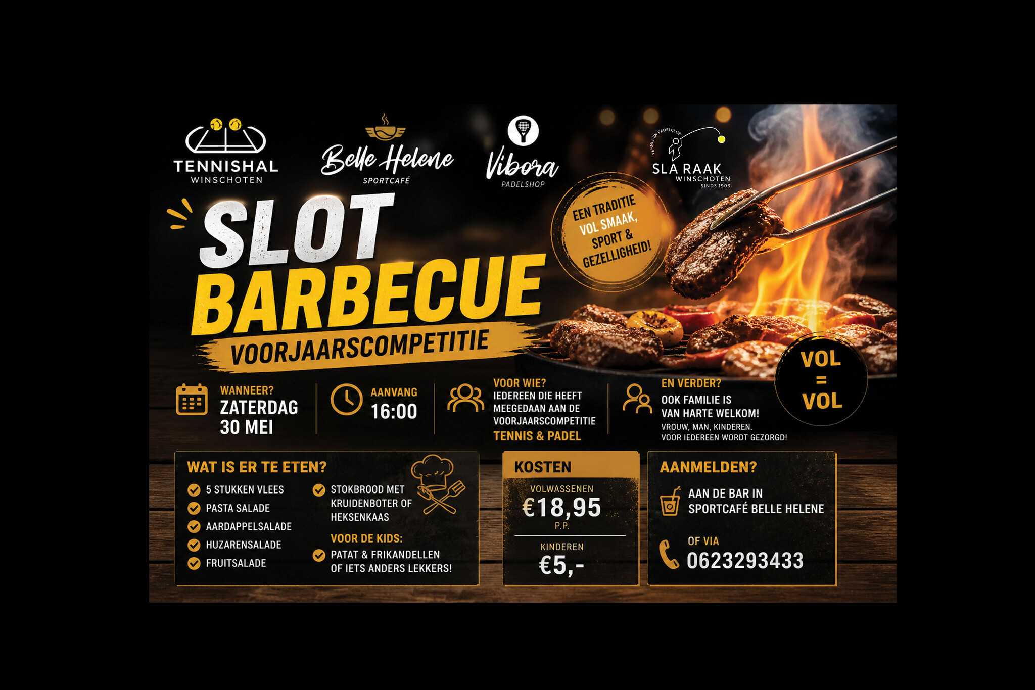Slotbarbecue Voorjaarscompetitie 30 mei Tennis & Padel Winschoten