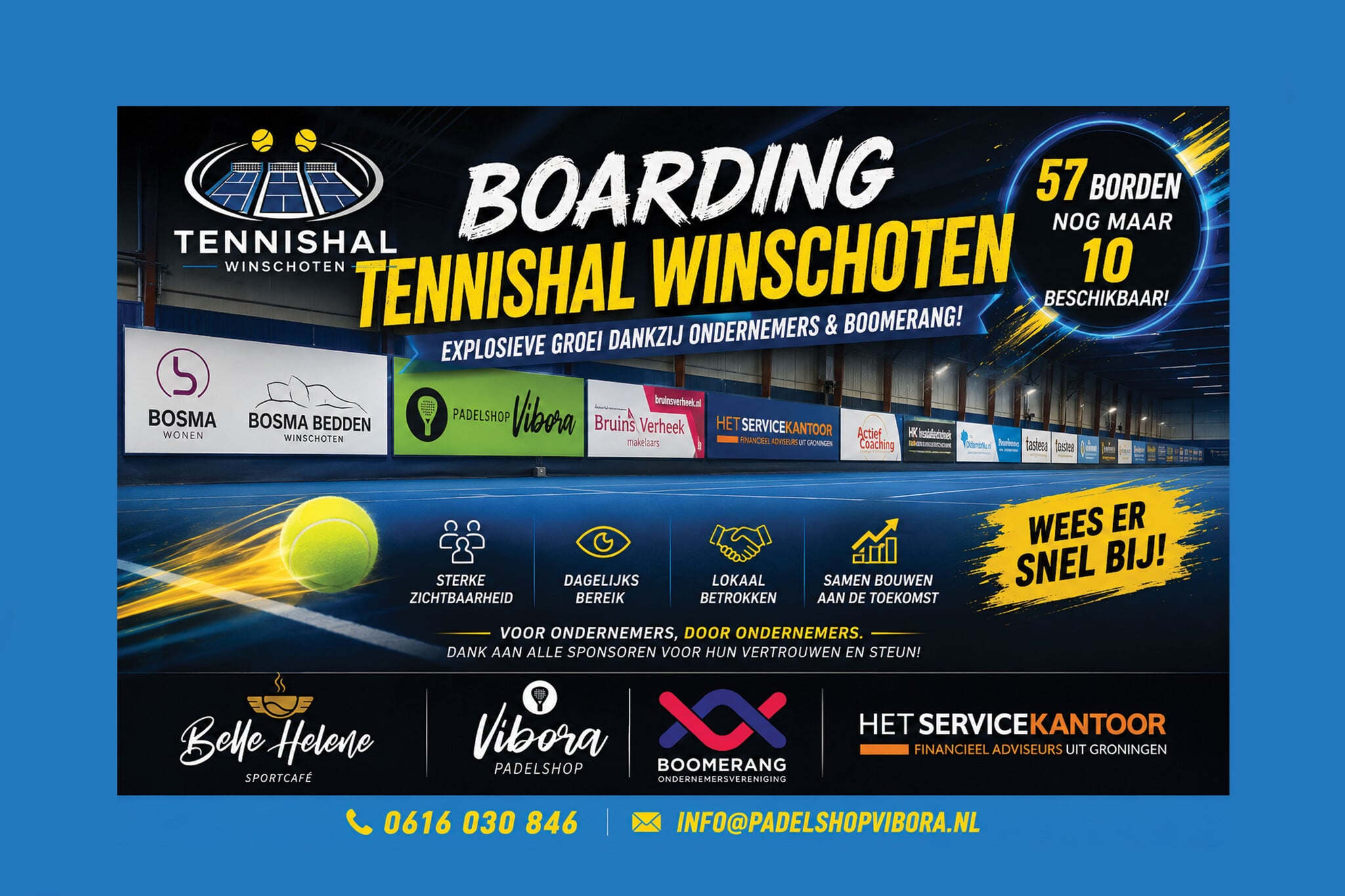 “Samen is niet alleen.” Tennishal Winschoten explodeert: nog 10 sponsorplekken beschikbaar
