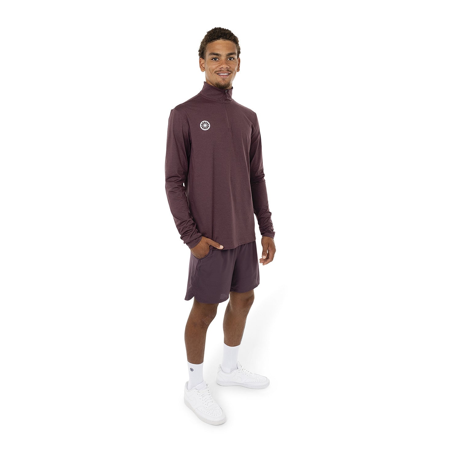 The Indian Maharadja Men Half Zip Long Sleeve Dark Berry