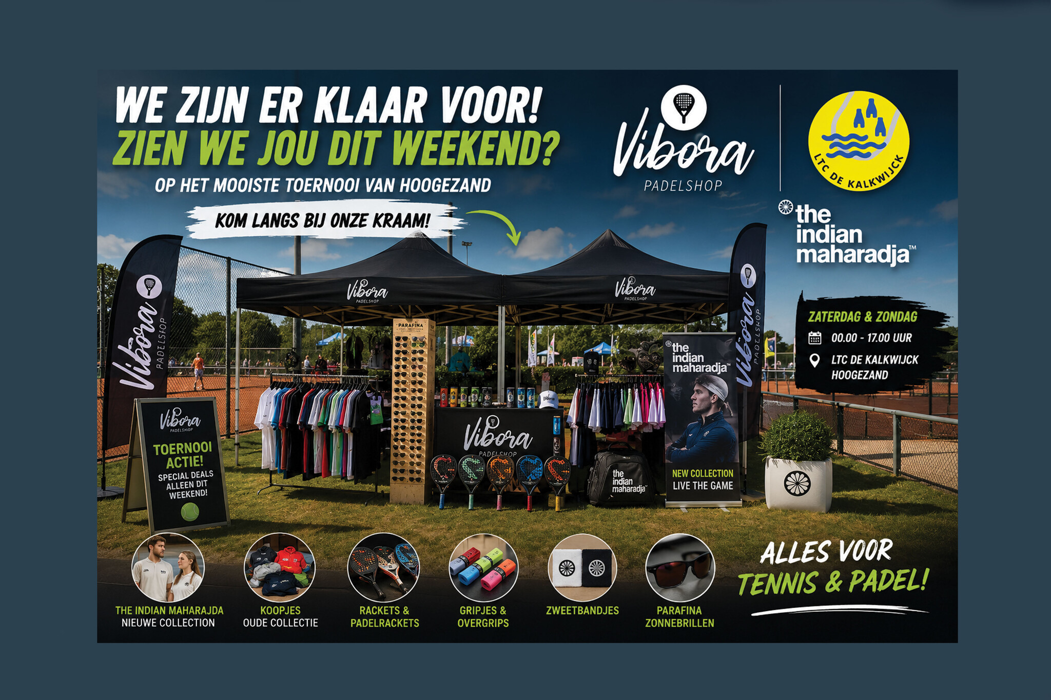 Padelshop Vibora bij JobPersoneel Kalkwijck Open 22 en 23 augustus in Hoogezand