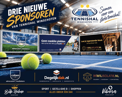 Sponsorboarding Tennishal Winschoten blijft groeien: drie nieuwe sponsoren!