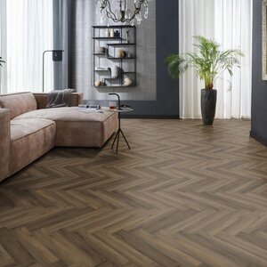 Floorlife YUP Herringbone dryback warm brown