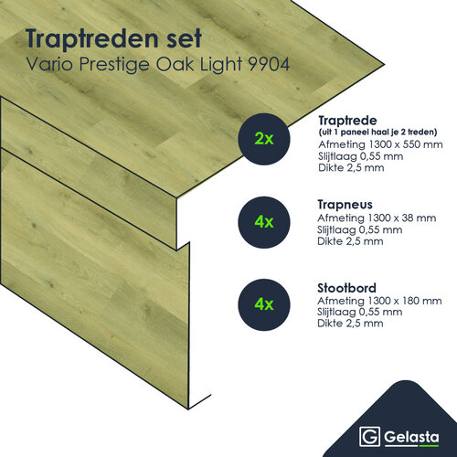 Gelasta Traptreden set PVC 9904 Vario Prestige Oak Light