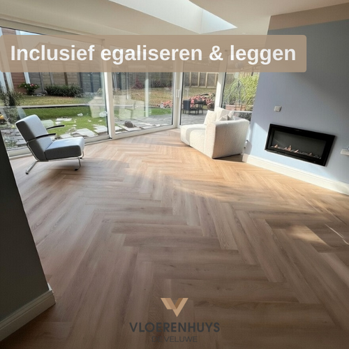 Castell Luxury PVC Flooring Castell Supreme 860 Herringbone Xl 219 Walnut inclusief leggen